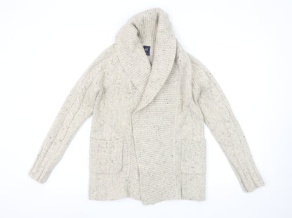 GAP Women's Beige Cable-Knit Wool Blend Shawl Collar Cardigan S