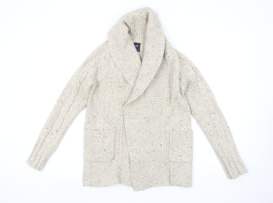 GAP Women's Beige Cable-Knit Wool Blend Shawl Collar Cardigan S