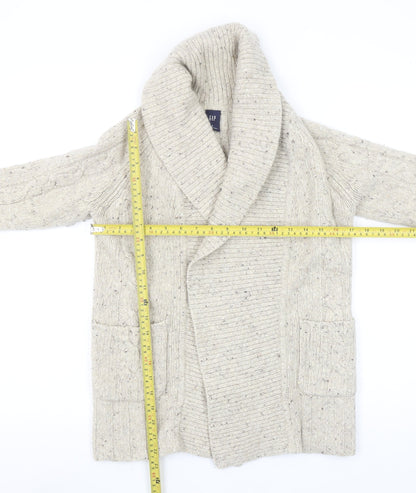 GAP Women's Beige Cable-Knit Wool Blend Shawl Collar Cardigan S