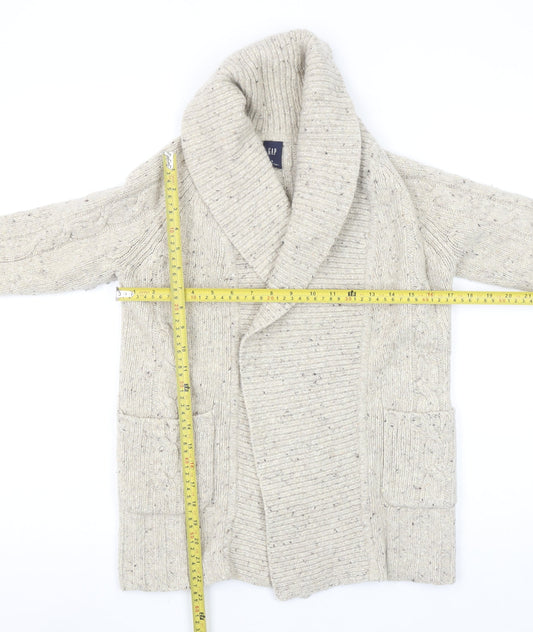 GAP Women's Beige Cable-Knit Wool Blend Shawl Collar Cardigan S