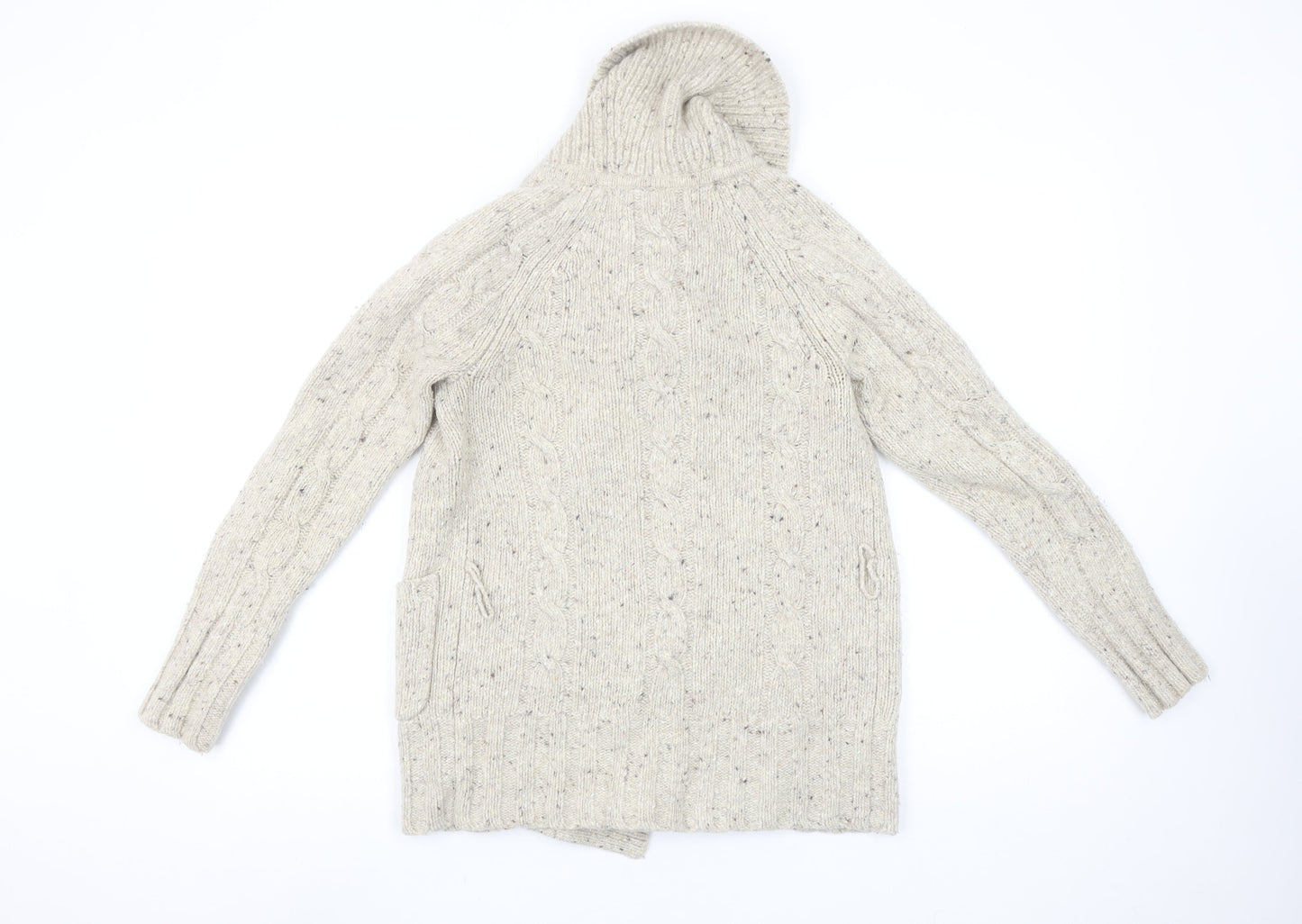 GAP Women's Beige Cable-Knit Wool Blend Shawl Collar Cardigan S