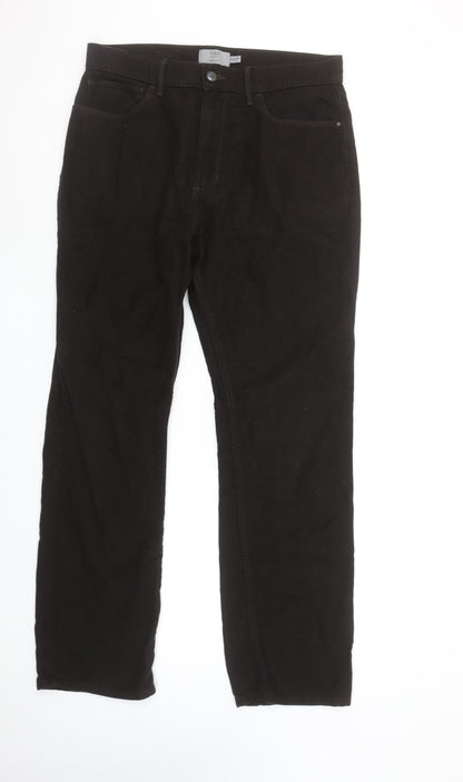 Marks and Spencer Men's Black Regular Fit Cotton Chino Trousers 32W 31L