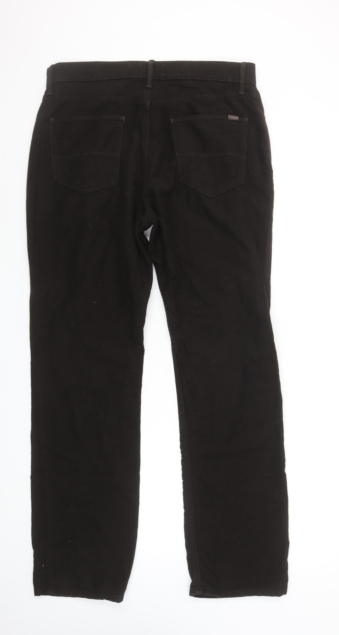 Marks and Spencer Men's Black Regular Fit Cotton Chino Trousers 32W 31L