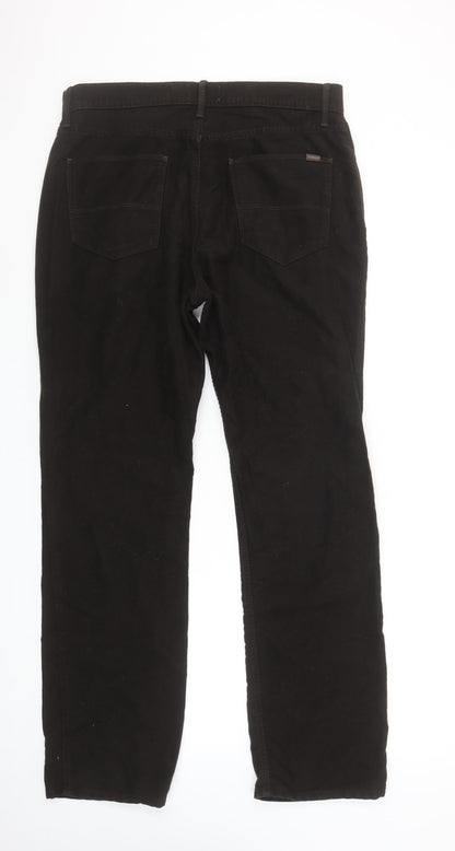 Marks and Spencer Men's Black Regular Fit Cotton Chino Trousers 32W 31L