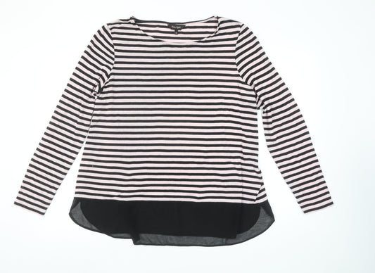 Phase Eight Women’s Black Striped Long Sleeve Stretch Jersey Top Size 18