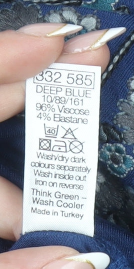 M&Co. Women's Blue Embroidered 3/4 Sleeve Tunic Blouse Size 20