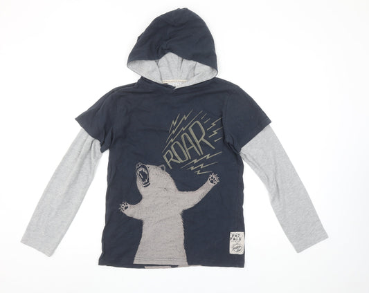 Boys UK Size 10-11 Years Fat Face Blue Pullover Hoodie