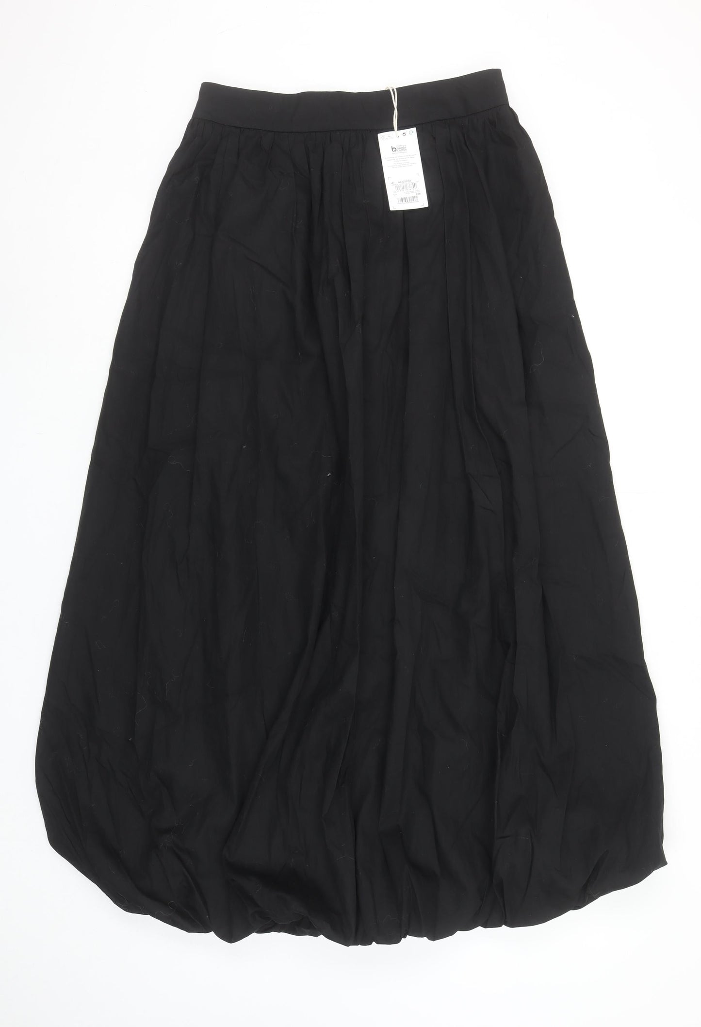 Next Women Black 8 Bubble Hem Cotton Midi Skirt