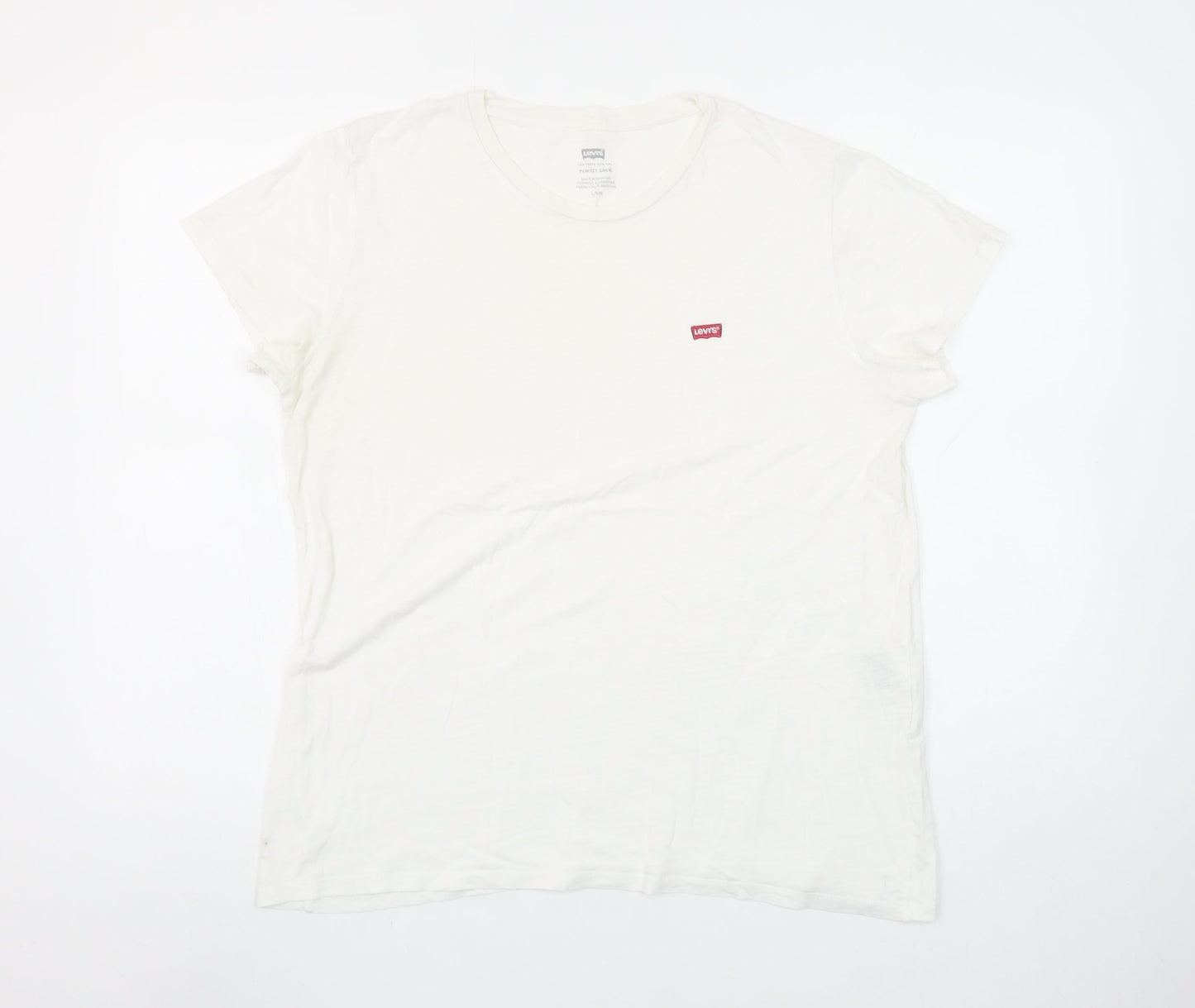 Levi's Womens White Perfect Crew T-Shirt Size L Short Sleeve Cotton