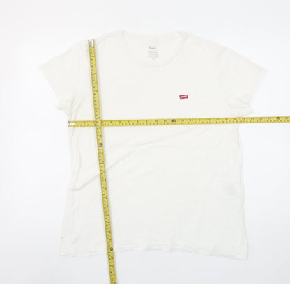 Levi's Womens White Perfect Crew T-Shirt Size L Short Sleeve Cotton