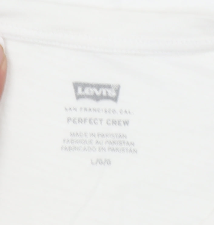 Levi's Womens White Perfect Crew T-Shirt Size L Short Sleeve Cotton