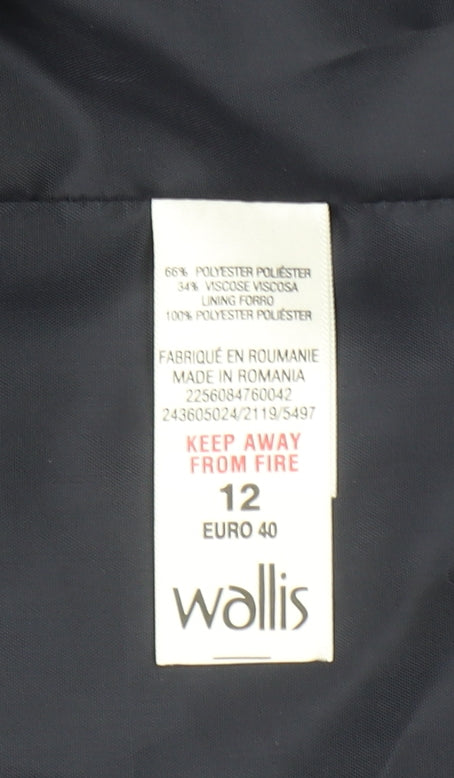 Wallis Women Navy Blue Polka Dot Blazer Size 12 Lined Tailored Jacket