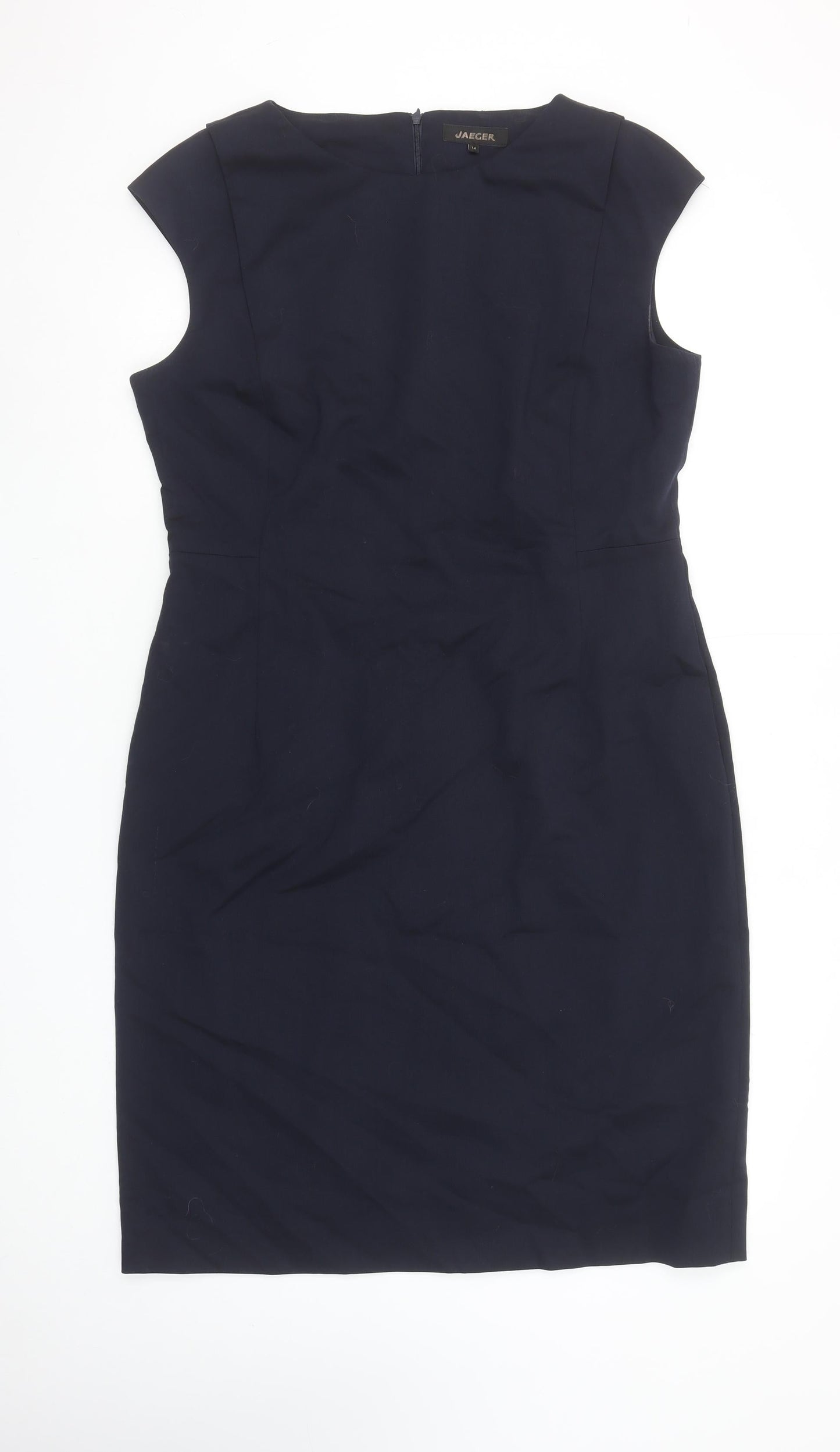 Jaeger Women Blue Sheath Knee Length Dress Size 14