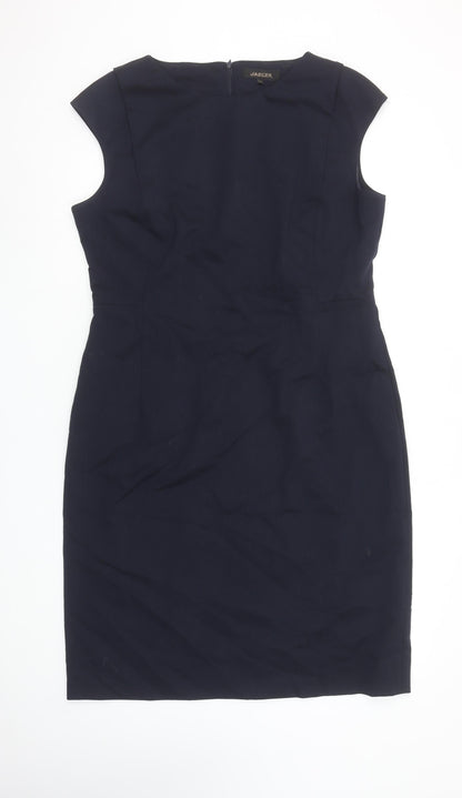 Jaeger Women Blue Sheath Knee Length Dress Size 14