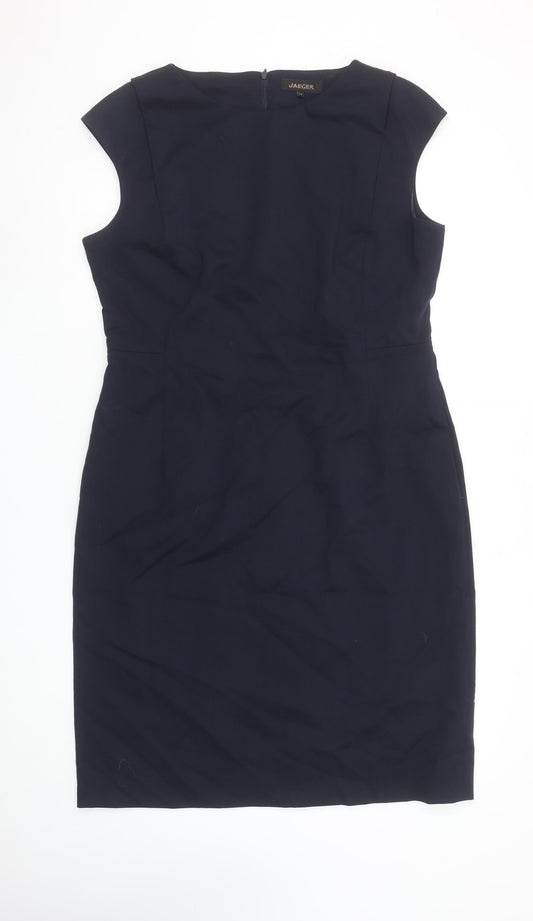 Jaeger Women Blue Sheath Knee Length Dress Size 14
