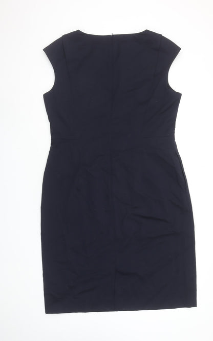 Jaeger Women Blue Sheath Knee Length Dress Size 14