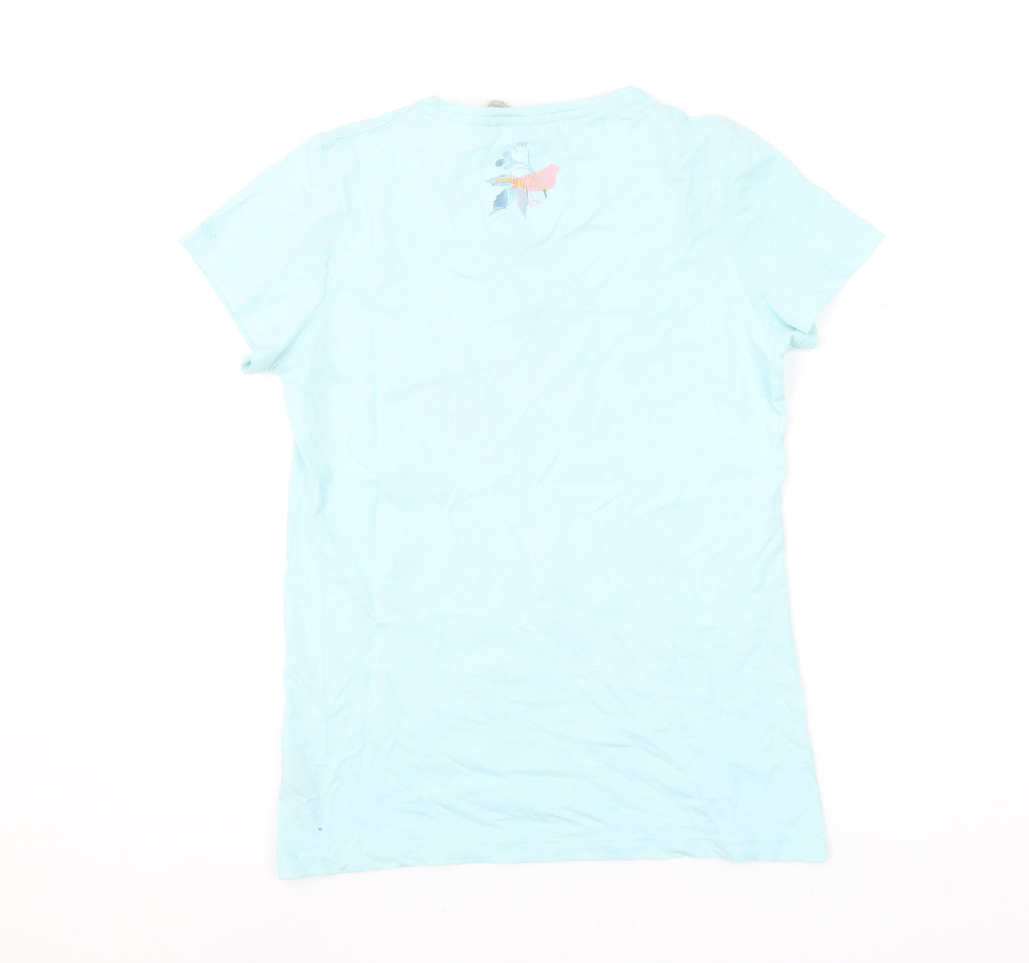 Fat Face Women's Blue Floral Bird Print Cotton T-Shirt Size 12