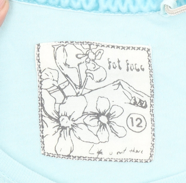 Fat Face Women's Blue Floral Bird Print Cotton T-Shirt Size 12
