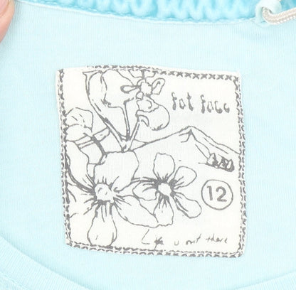 Fat Face Women's Blue Floral Bird Print Cotton T-Shirt Size 12