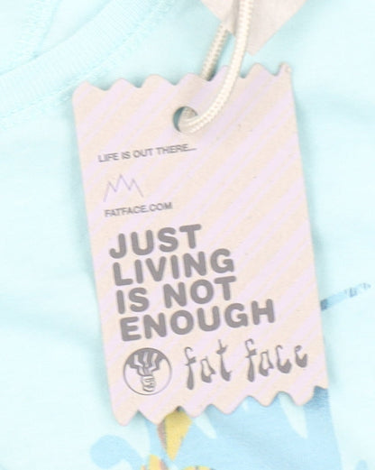 Fat Face Women's Blue Floral Bird Print Cotton T-Shirt Size 12