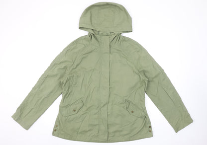 C&A Women's Green Anorak Jacket Size 14 Hooded Lightweight Casual