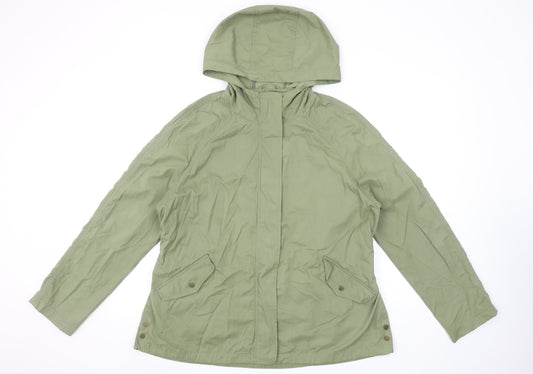 C&A Women's Green Anorak Jacket Size 14 Hooded Lightweight Casual