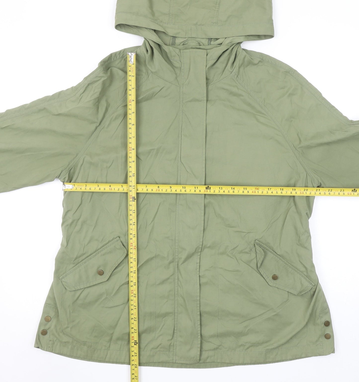 C&A Women's Green Anorak Jacket Size 14 Hooded Lightweight Casual