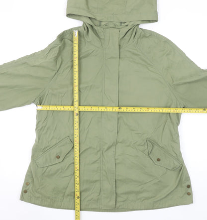 C&A Women's Green Anorak Jacket Size 14 Hooded Lightweight Casual