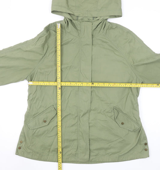 C&A Women's Green Anorak Jacket Size 14 Hooded Lightweight Casual