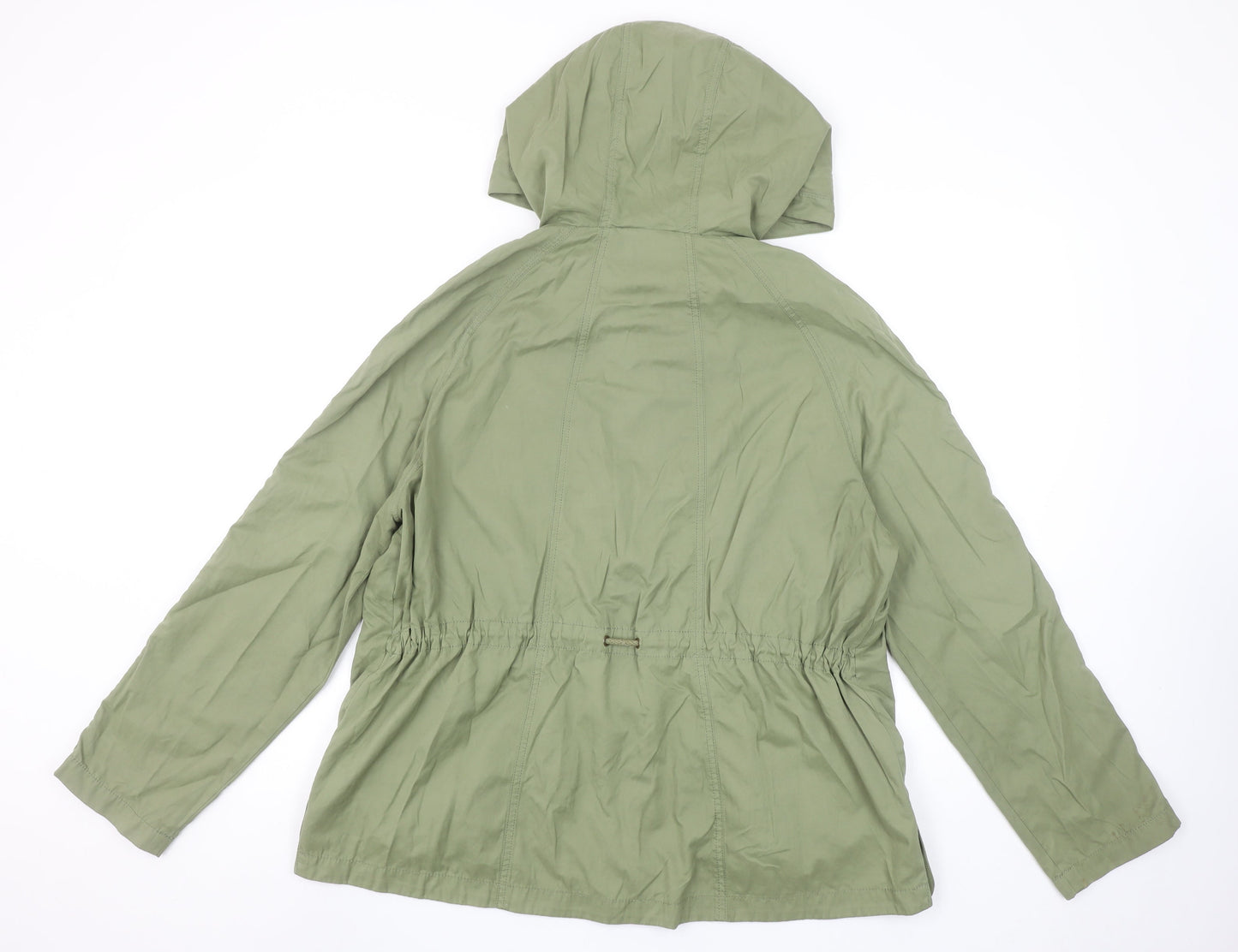 C&A Women's Green Anorak Jacket Size 14 Hooded Lightweight Casual