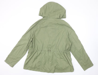 C&A Women's Green Anorak Jacket Size 14 Hooded Lightweight Casual