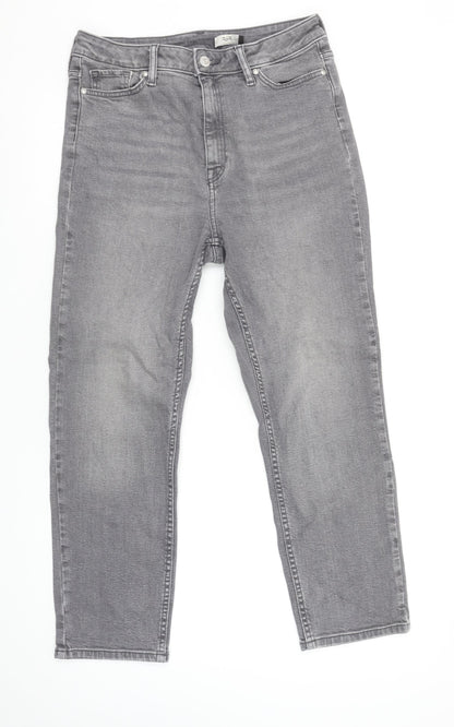 F&F Women’s Grey High Rise Slim Fit Straight Jeans UK 10S