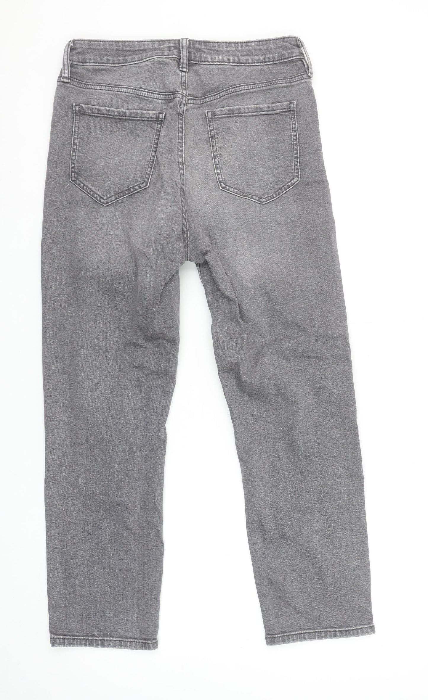 F&F Women’s Grey High Rise Slim Fit Straight Jeans UK 10S