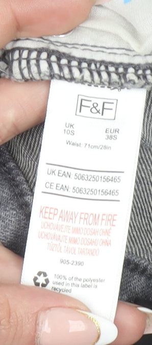 F&F Women’s Grey High Rise Slim Fit Straight Jeans UK 10S