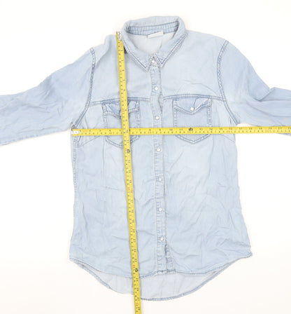 Womens UK Size M VILA Blue Basic Button-Up
