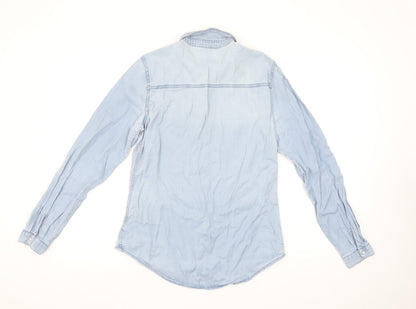 Womens UK Size M VILA Blue Basic Button-Up