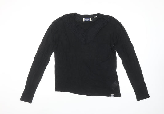 Womens UK Size 12 Superdry Black Jersey T-Shirt