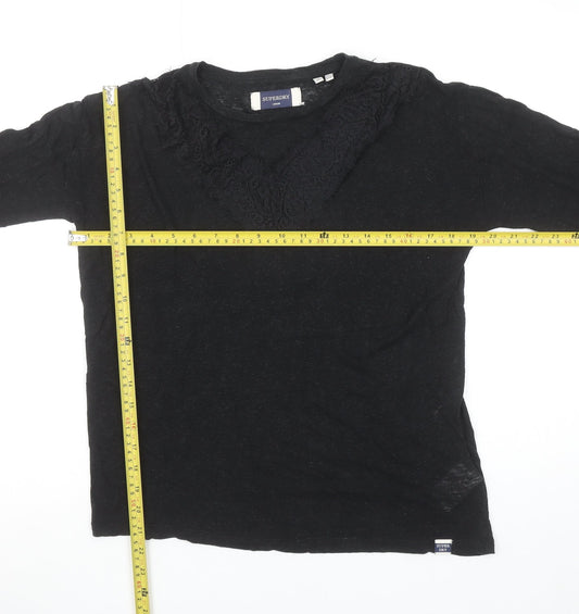 Womens UK Size 12 Superdry Black Jersey T-Shirt