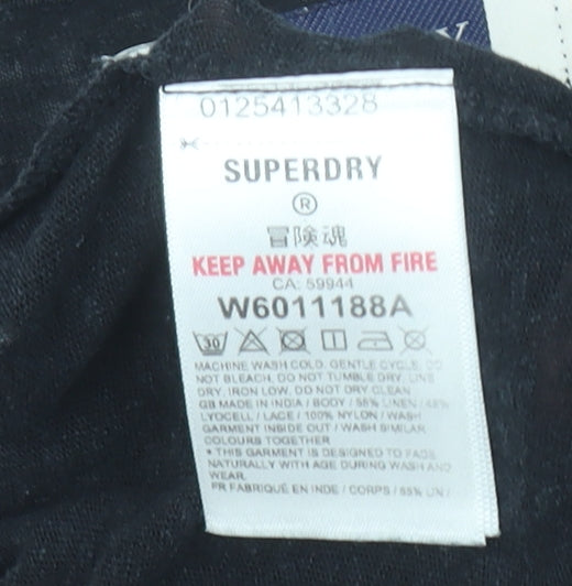 Womens UK Size 12 Superdry Black Jersey T-Shirt