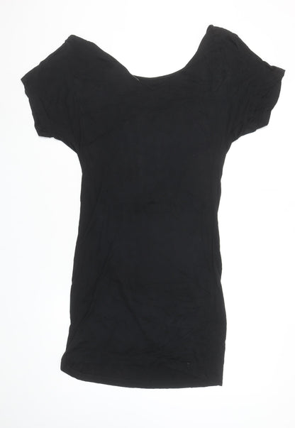 Oasis Women's Black Beaded Bird Bodycon Short Dress Size S