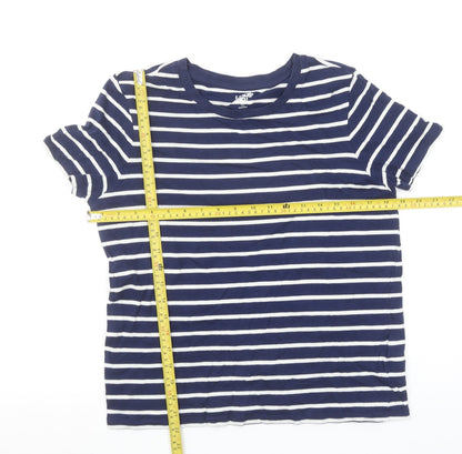 Lands' End Women's Navy White Striped Cotton T-Shirt Size M 10-12