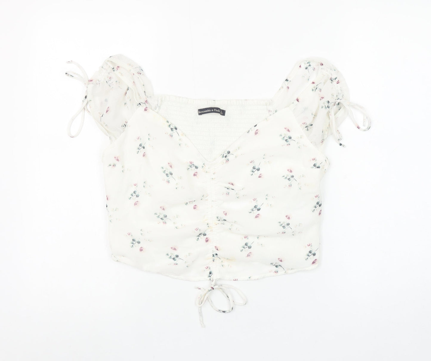 Womens UK Size L Abercrombie & Fitch Ivory Cropped Blouse