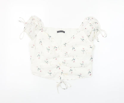 Womens UK Size L Abercrombie & Fitch Ivory Cropped Blouse