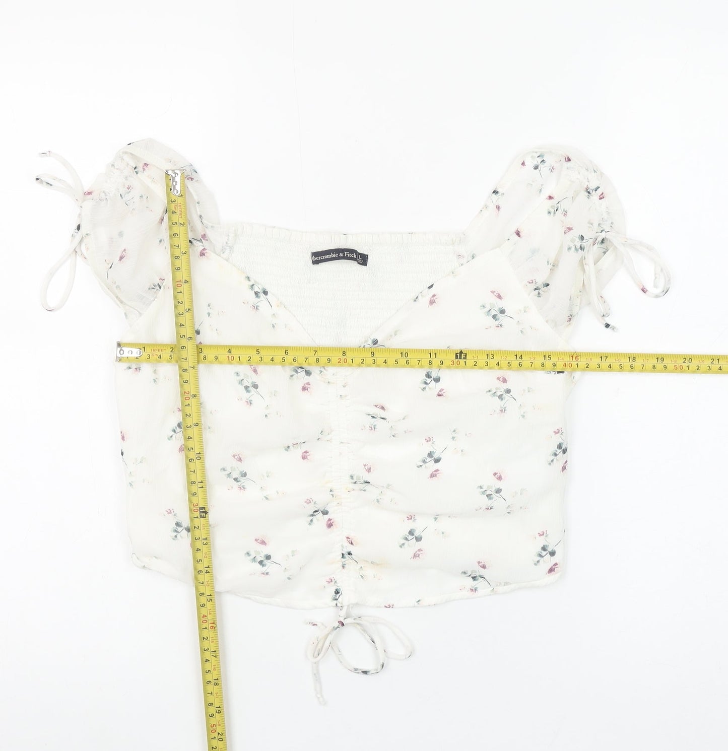 Womens UK Size L Abercrombie & Fitch Ivory Cropped Blouse