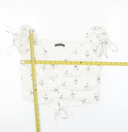 Womens UK Size L Abercrombie & Fitch Ivory Cropped Blouse