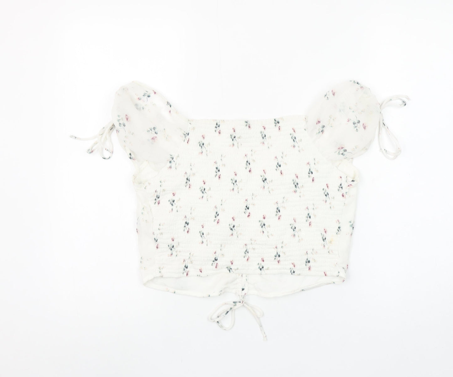 Womens UK Size L Abercrombie & Fitch Ivory Cropped Blouse