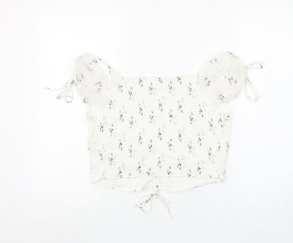 Womens UK Size L Abercrombie & Fitch Ivory Cropped Blouse