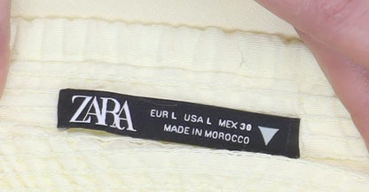 Zara Women Yellow Linen Blend Playsuit Size L Adjustable Straps Summer