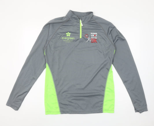 Titan Sports Men's Grey Running 1/4 Zip Long Sleeve Top M