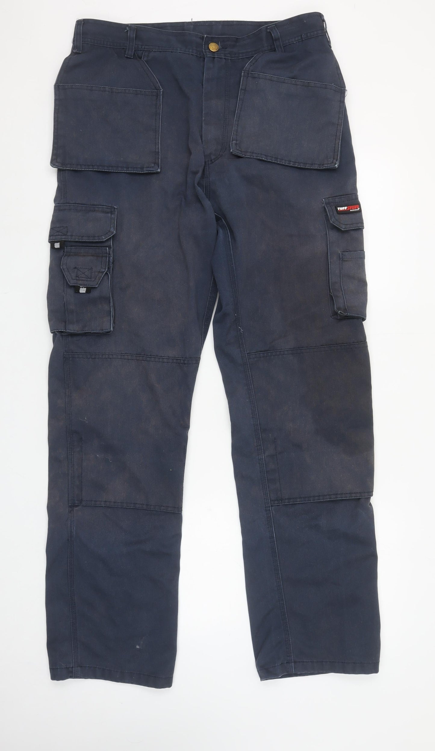 TuffStuff Men’s Blue Cargo Workwear Trousers 34W 32.5L Cotton Blend
